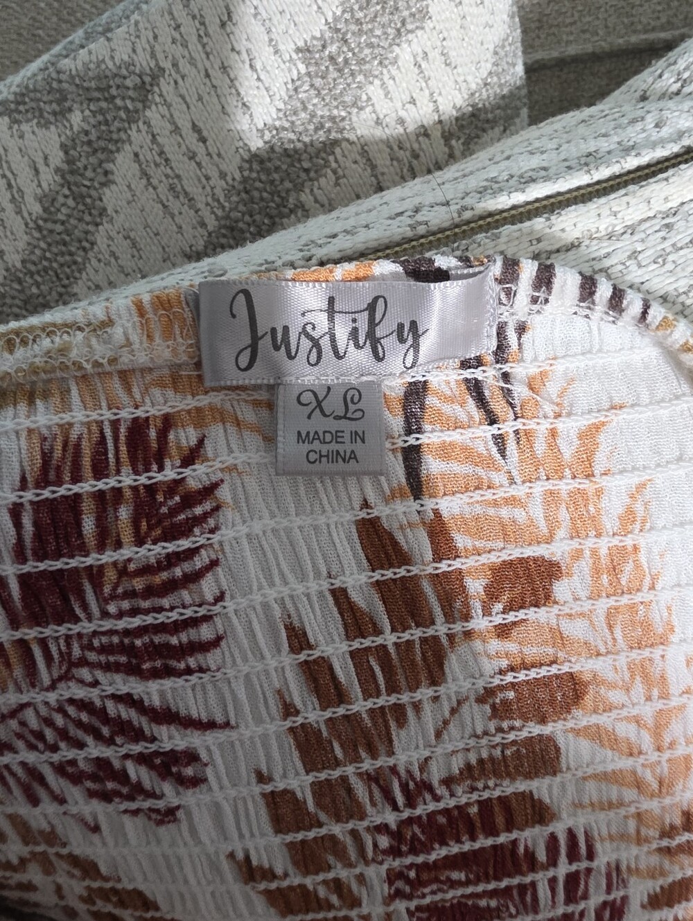 Justify Wide-Leg Tropical Print Pants in Cream, Rust & Mustard - Picture 3 of 3